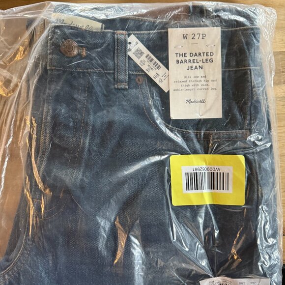 Madewell Darted Barrel-Leg Jeans in Danver Wash – Size 27P – NWT - Picture 6 of 7